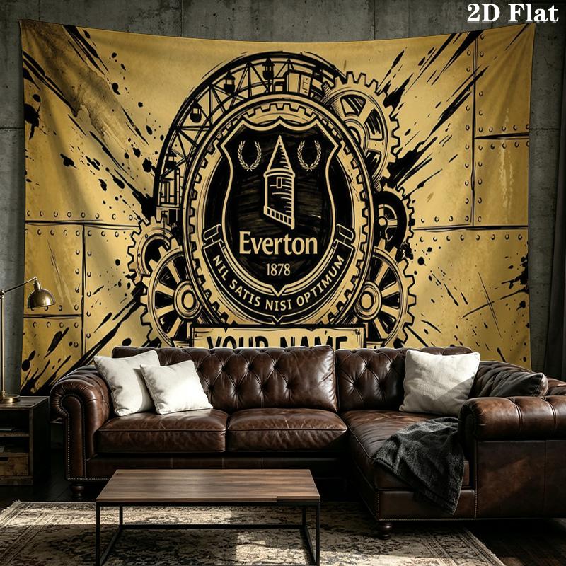 Custom Name Everton Football Club Printed Tapestry – Wall Hanging for Bedrooms, Dorms, and Home Decor