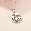 Female Round Stone Sunflower Pendant Necklace Vintage Gold Color Wedding Jewelry For Women