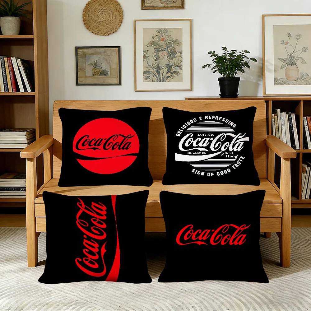 CCoca CCola Pillow Case Fashion Square Pillowcase Bedroom Sofa Room Ins Decoration Leisure
