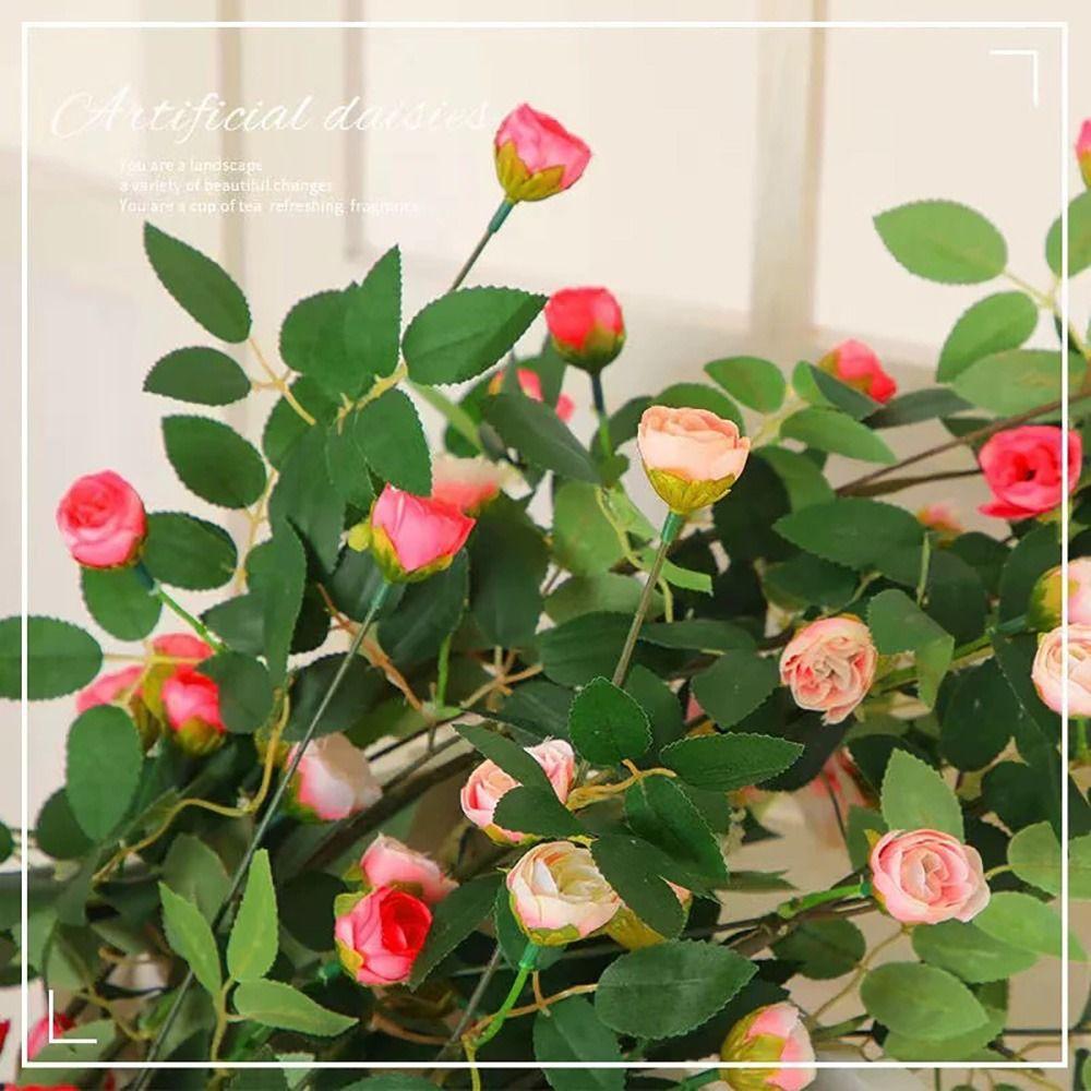 Multicolor Rose Artificial Flower Vine Silk Petals Length 180cm Simulation Flower Vine Green Leaves 54 Heads
