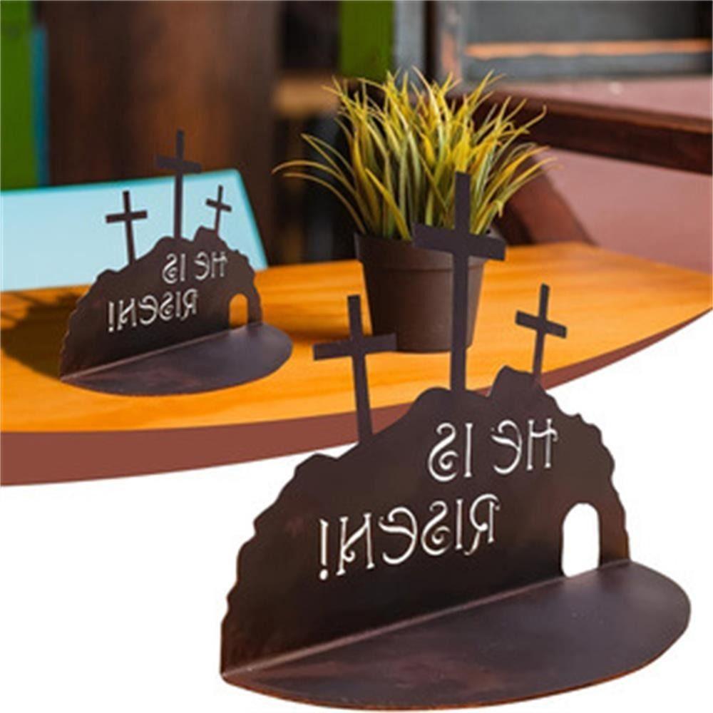 He Is Risen Cross Easter Scene Black Color Easter Decoration Christian Jesus Scene Ornaments