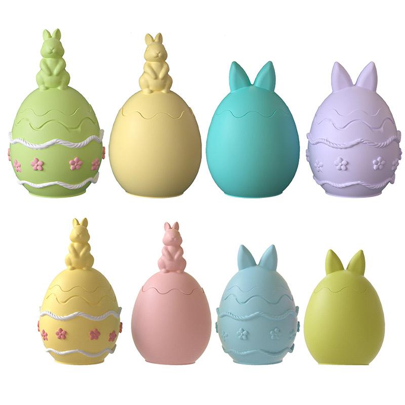 Easter Silicone Molds Smooth Egg Straight-Ear Bunny Shapes For Making Candle Cups Plaster Ornaments DIY Holiday Decor Crafts