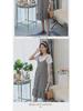 Plus Size Korean Plaid Maternity Dress - Short Sleeve, Loose Fit, Round Neck, Two-Piece Look