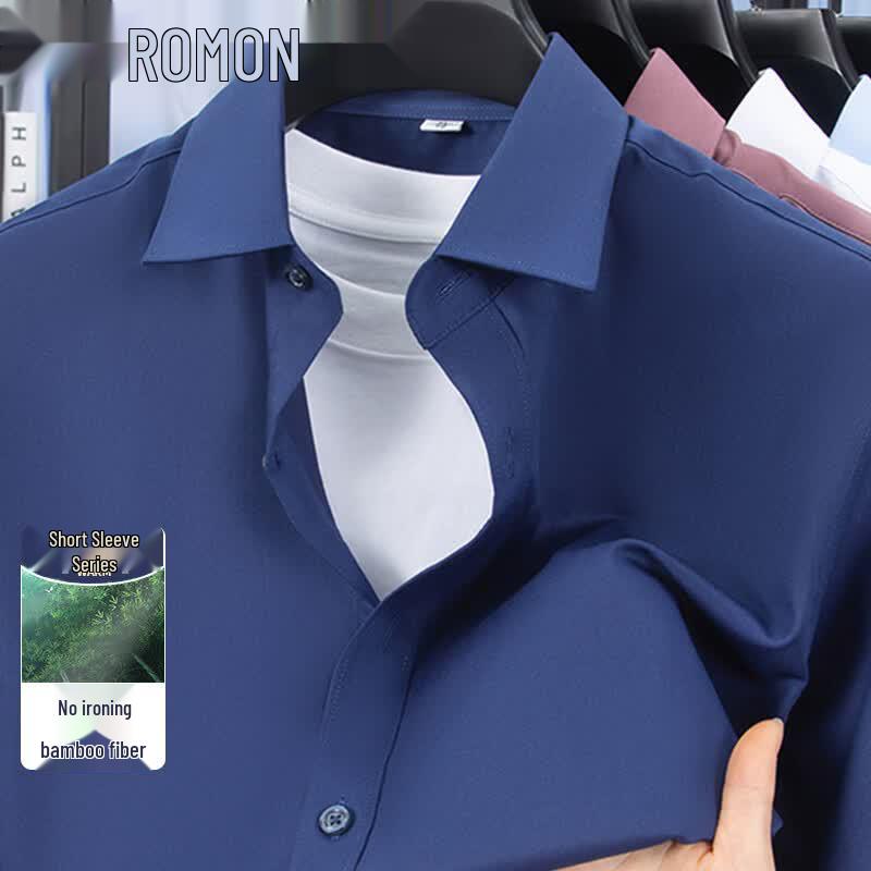 ROMON Men s Breathable Bamboo Fiber Short-Sleeved Shirt 44