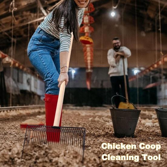 

Yousheng Большой совок для куриного помета Лопата для уборки курятника из нержавеющей стали с деревянной ручкой 3-в-1 Совок для мусора Аксессуары для курятника