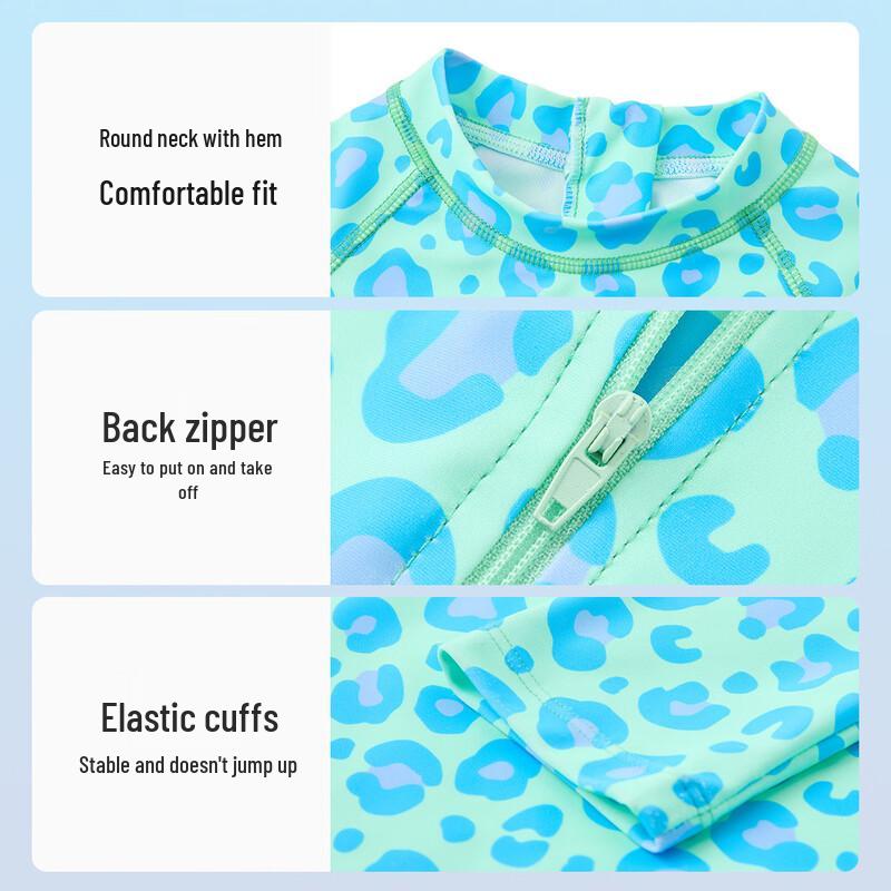 ASK JUNIOR Girls' UV Protection Leopard Print One-Piece Swimsuit