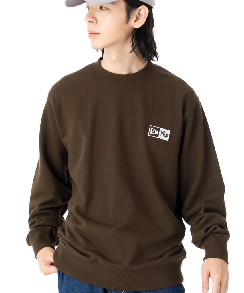 NEW ERA Sweatshirt Crew Neck Box Logo Embroidery Walnut XXL