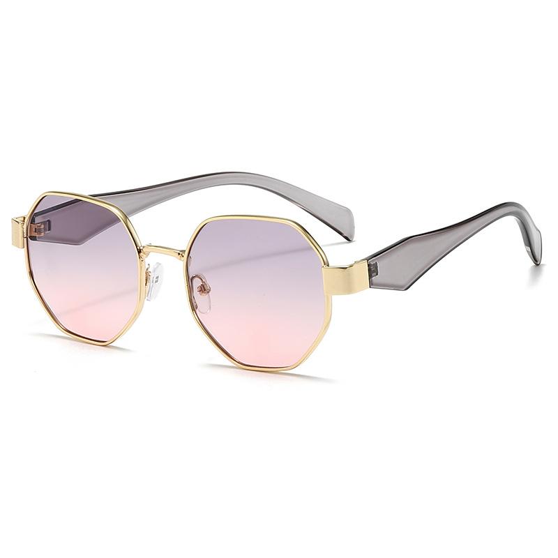 New European and American Fashion Versatile Metal Sunshade Sunglasses Personalized Polygon Internet Celebrity Sunglasses