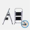 Ladder 2 Steps Household Ladder Foldable Steel Metal Gray 150 Kg