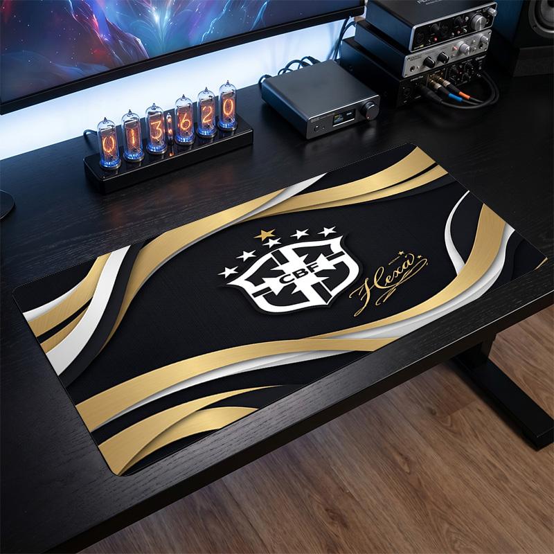 Brazil Football Crest Mouse Pad, Extended Non Slip Rubber Desk Mat for Gaming Office Laptop Fan Gift