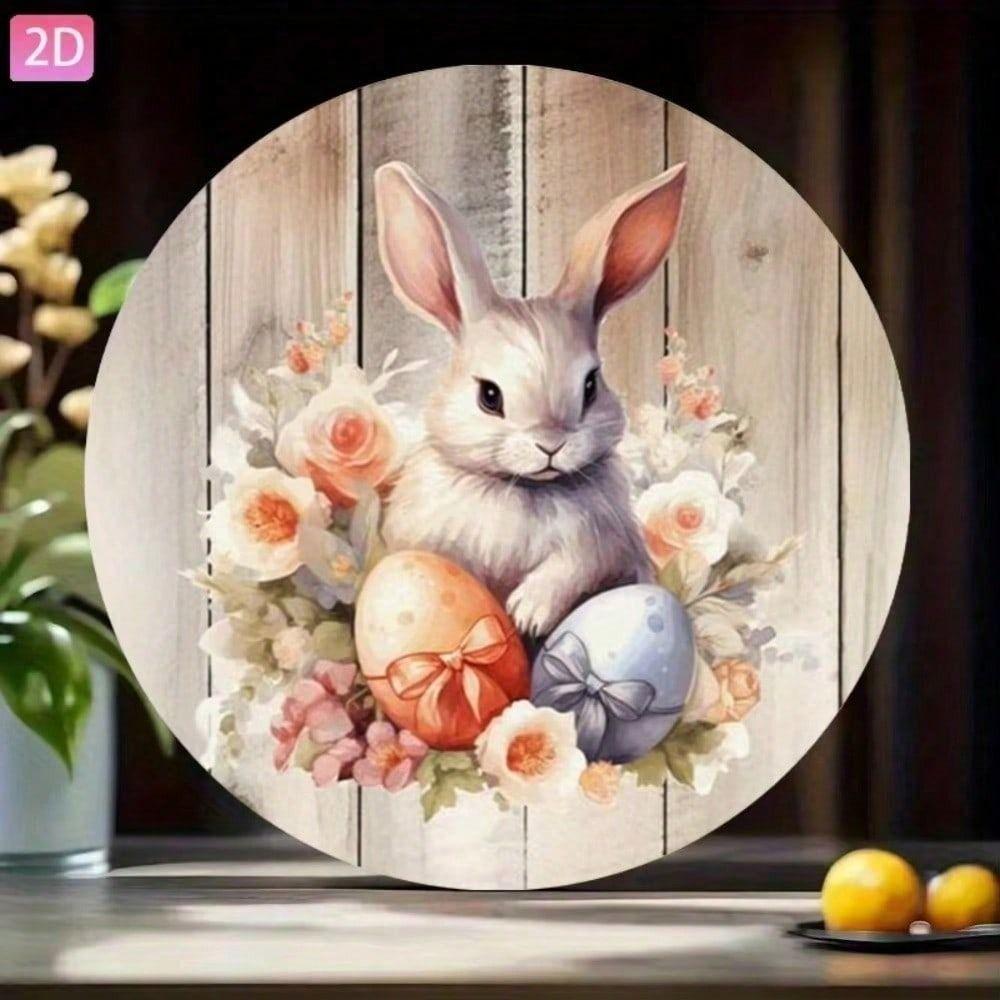 Metal Wall Art Easter Bunny Vintage Poster for Garden Decor