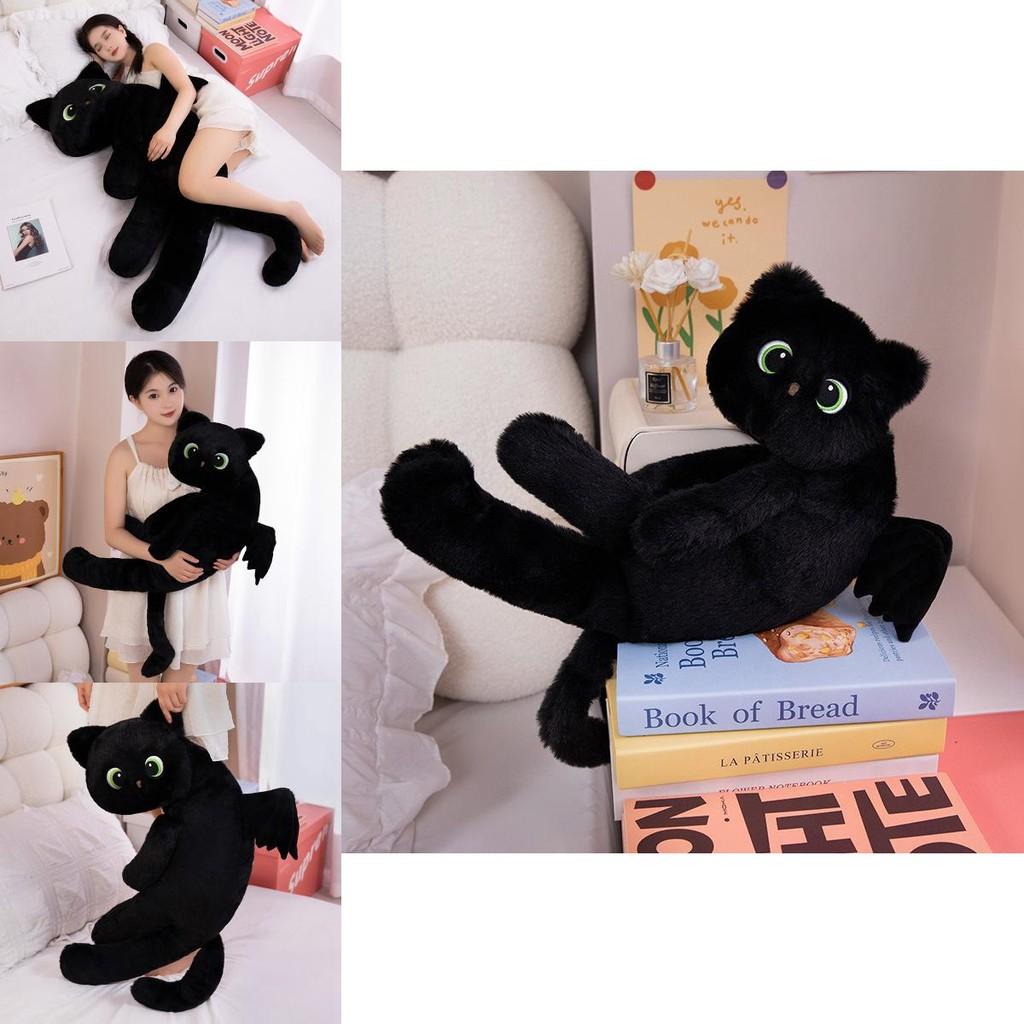 Plush Black Cat Pillow Large Cute Animal Toy For Bedroom Decor And Gift