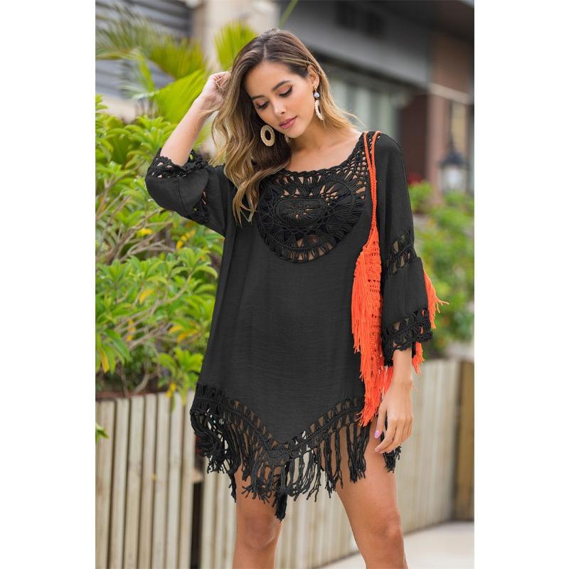 Women's Smock Patchwork Loose Fringe Vacation Style Beach Smock