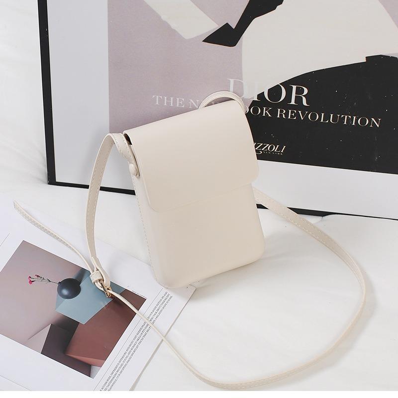 All-Matching Vertical Mini Crossbody Mobile Phone Bag Female Ins Niche Small Solid Color Square Bag Retro Textured Crossbody Bag