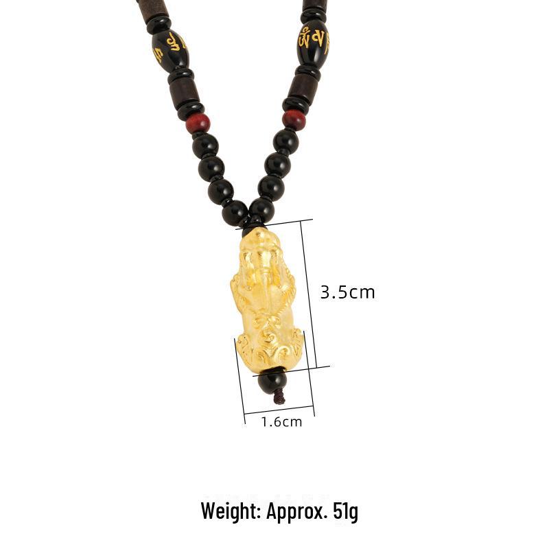 Unisex Vietnamese Pixiu Necklace: Real Copper, Gold-Toned, Brings Good Luck & Fortune, Auspicious Design