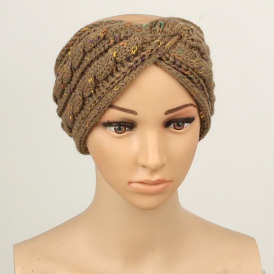 Hårbånd Myk Ull Strikket Pannebånd med Fargerike Prikker Fløyelsfôr Varm Pustende Elastisk Hårstrikk Hårtilbehør