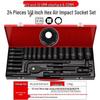 24-Piece 1/2 Hex Extended Air Impact Socket Set: Heavy-Duty Pneumatic Torx Wrench