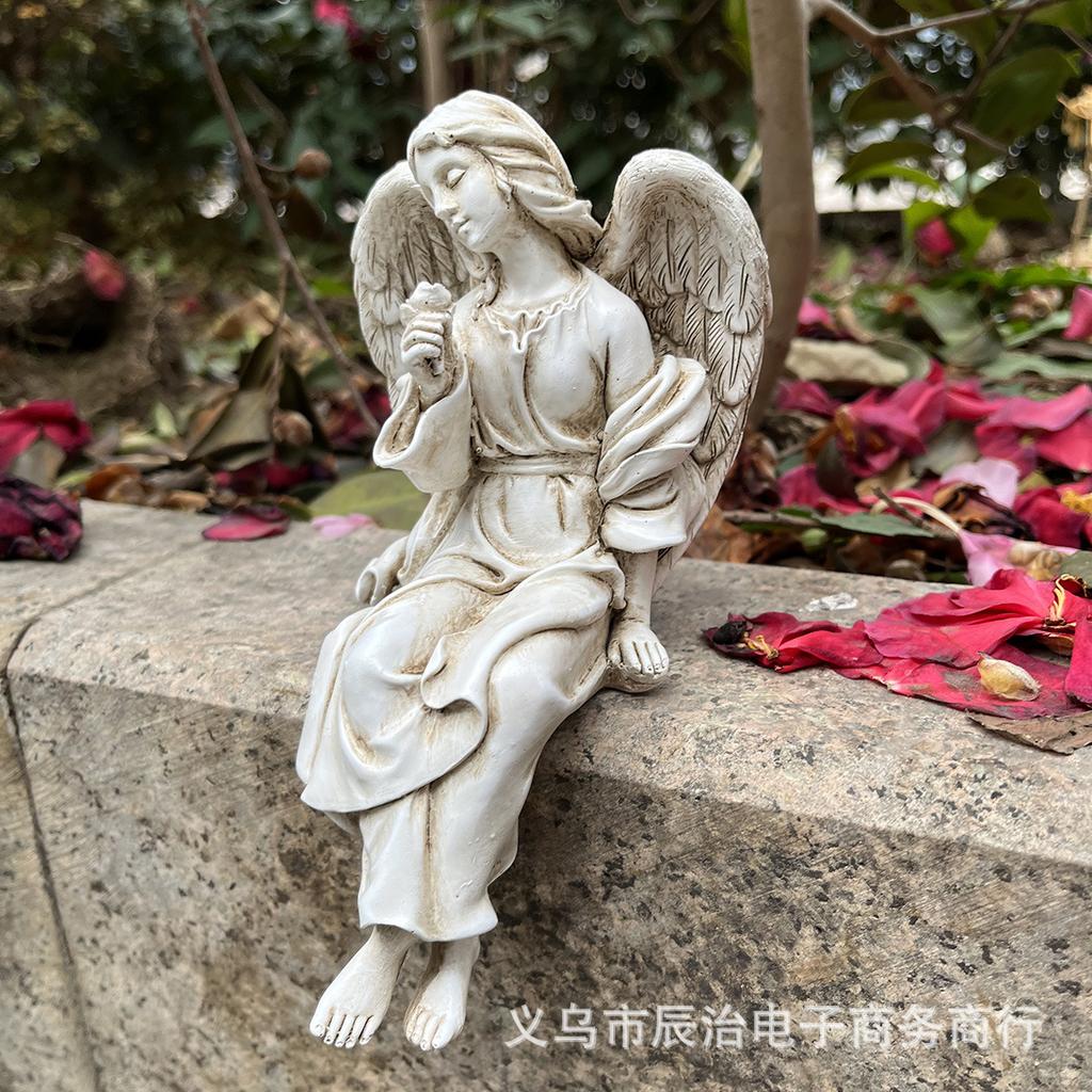 Barefoot Flower Angel, Resin Statue Crafts, Home Statue Ornaments Decorate Outdoor Garden Courtyard