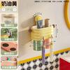 Wall-Mounted Toothbrush Cup Holder, No Punching Bathroom Toothpaste, Toothpaste, Toothware Storage Rack, Household Wall-Mounted Wall Mouthwash Cup Rac