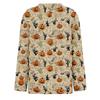 Women's Halloween Print Long Sleeve Top with Round Neck and Hem Slit