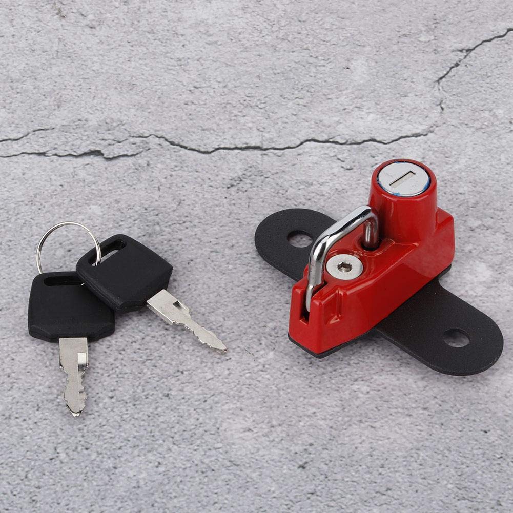 Helmet Lock, vStrom 250-Qiilu Helmet Lock Mount Anti-Theft Helmet Lock Aluminum Alloy Fit Suzuki V-Strom 250 2017 and Later (Red)