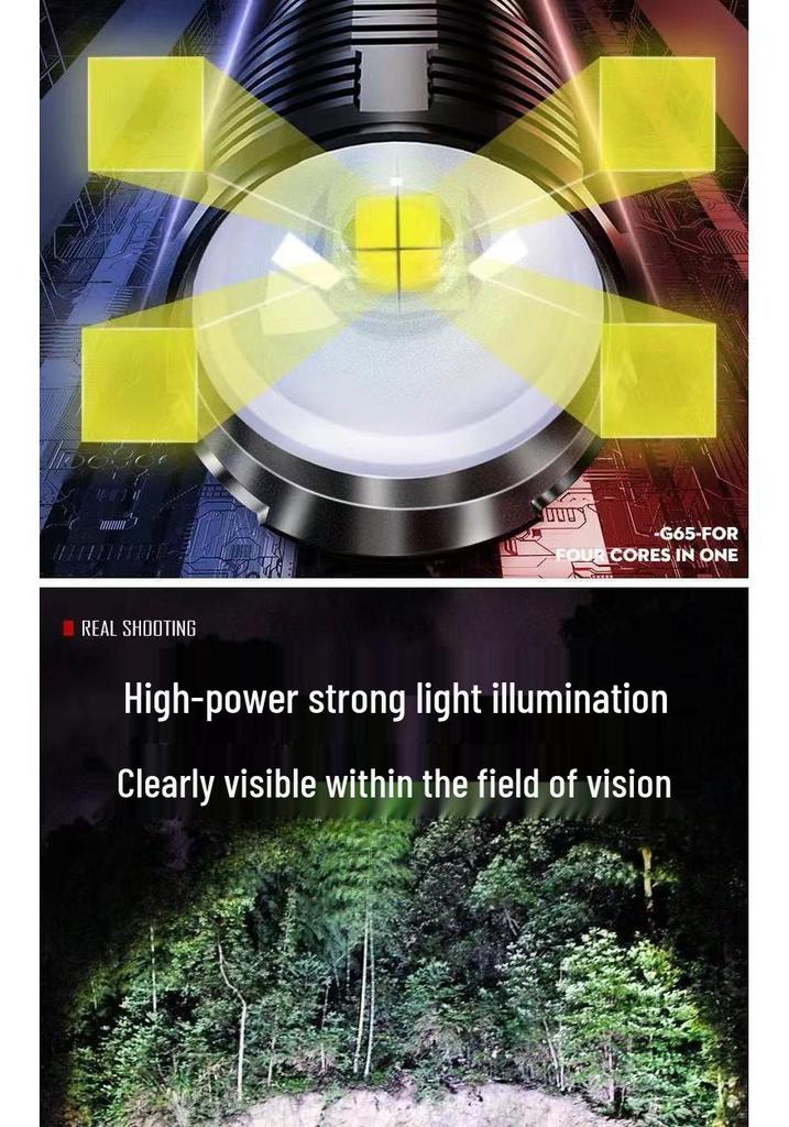 High Brightness P50 Telescopic Zoom Multi-functional Outdoor Emergency Flashlight