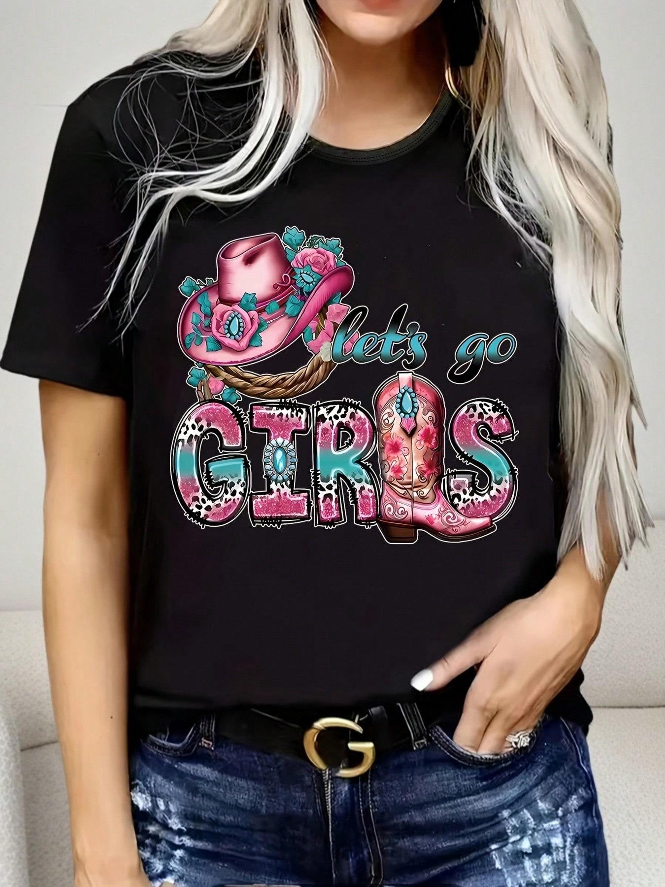 Plus Size Letter Print T-Shirt Casual Crew Neck Short Sleeve T-Shirt Women ?Clothing Big Women Size L-3XL 4XL 5XL S