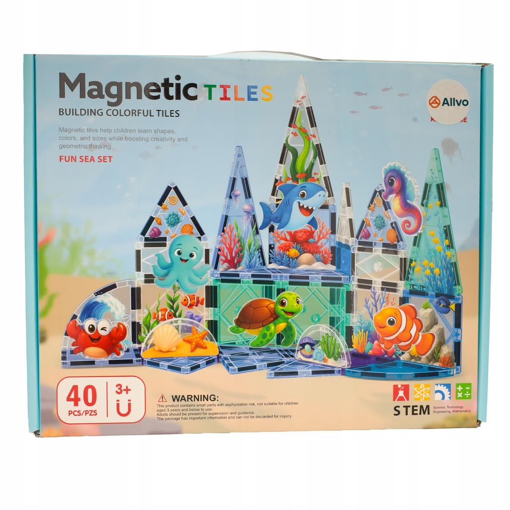 Set of Magnetic Construction Blocks 3D Large Panels Sea World 40 pcs.