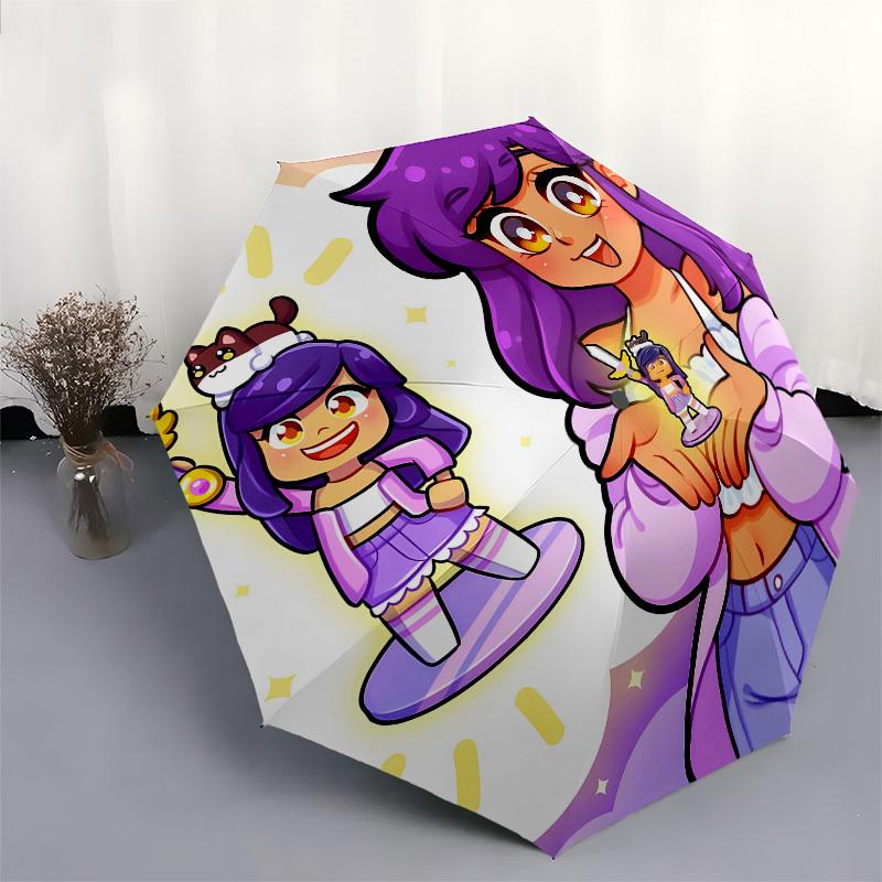 Chibi, Character Design Automatic Opening and Closing, 8 rib Structure Portable Umbrella, Suitable for Men and Women in All Seasons  Perfect