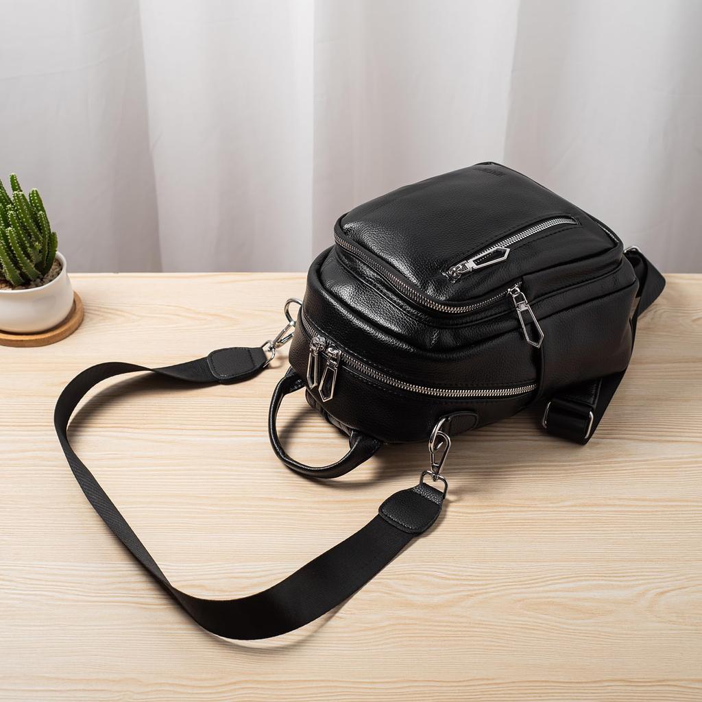 HUAZHIMAO Women's Small Backpack, Mini Backpack, Stylish Leather Waterproof Shoulder Bag, Popular Backpack for Commuting, School, Travel, Casual,
