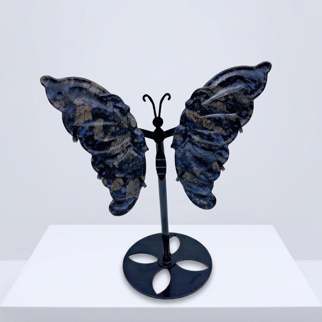 Natural Butterfly Wing Carving With Black