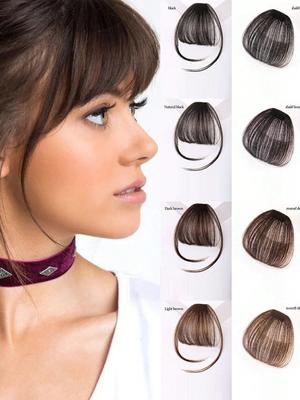 Synthetische Air Bangs Hitzebeständige Haarteile Haar Frauen Natürliche Kurze Schwarz Braun Pony Haar Clips Für Extensions