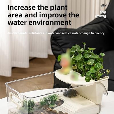 New Plastic Turtle Tank Transparent Easy Clean Turtle Habitat Large Capacity Multi-functional Reptile Terrarium for Amphibian
