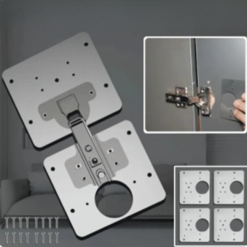 Stainless Steel Hinge Fixing Plate with Mounting Screw Fix The Hinge Side Plate Repair Piece for Furniture Kitchen Cabinet Door