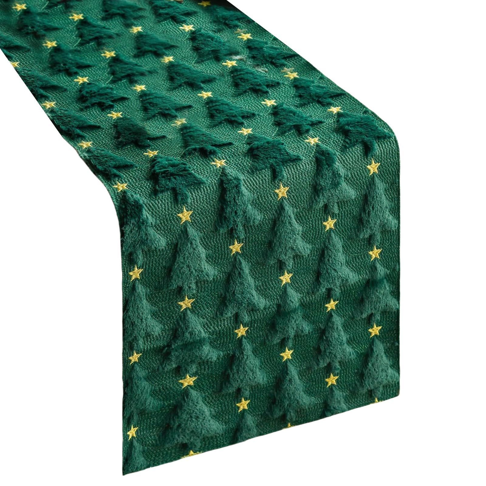 

Christmas Table Runner w/Sequined Long Table Runner Mat Green Table Cloth for Winter Xmas Home Kitchen Dining Table Decorations зелёный