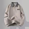 Herren Karierter Kragen Pullover Fleece Sweatshirt
