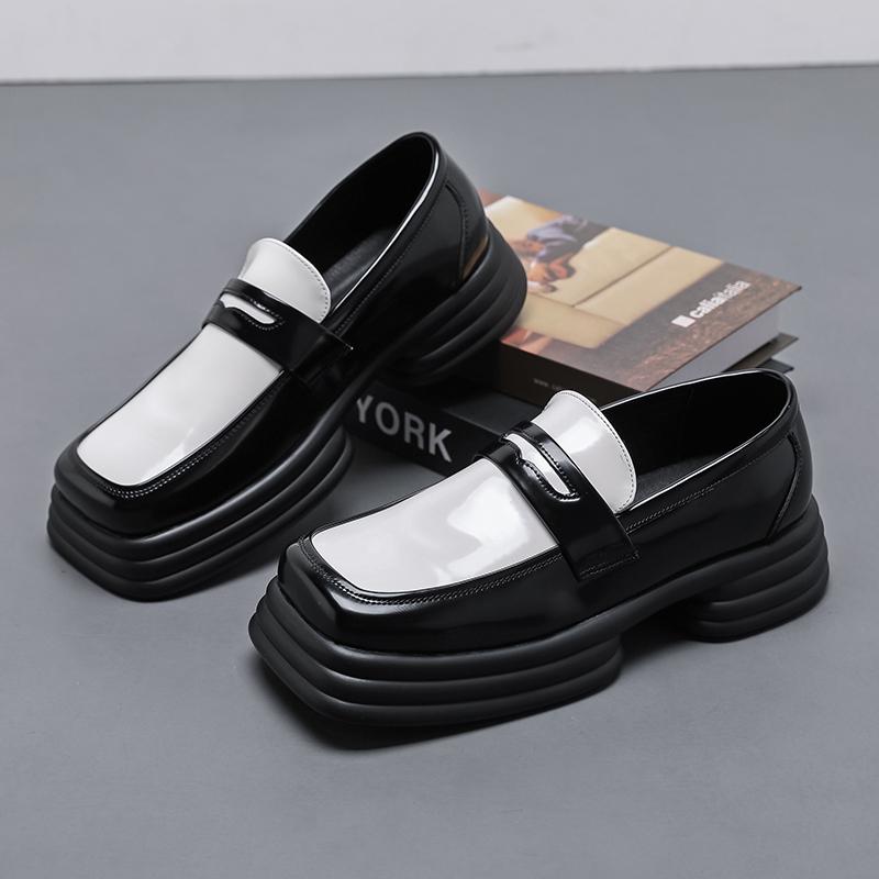 Luxus Business Schuhe Herren Quadratische Spitze Designer Leder Freizeitschuhe Schlupfschuhe Gesellschaftsparty Schuhe Mode Dicke Sohle Herren Loafer
