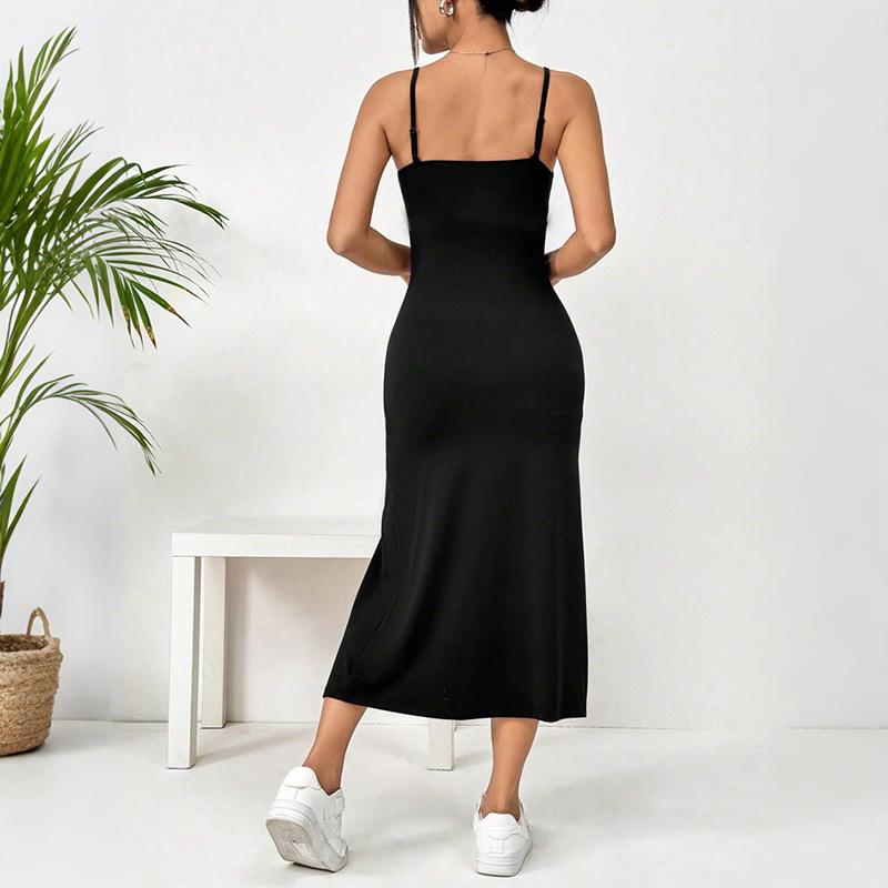 Women Summer Strap Backless Package Hip Hig Split One Piece Dress
