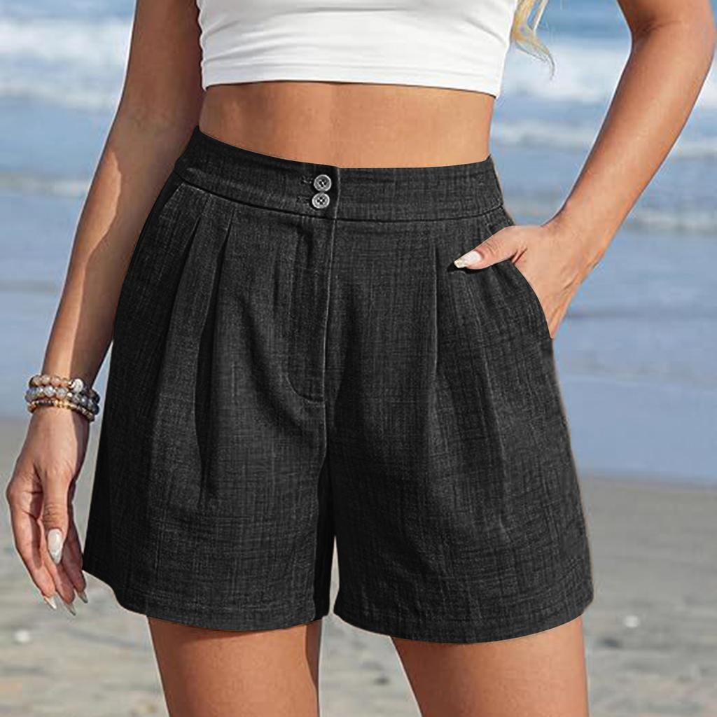 Women's Shorts Casual Summer  Color Drawstring Beach Loose Pocket Shorts