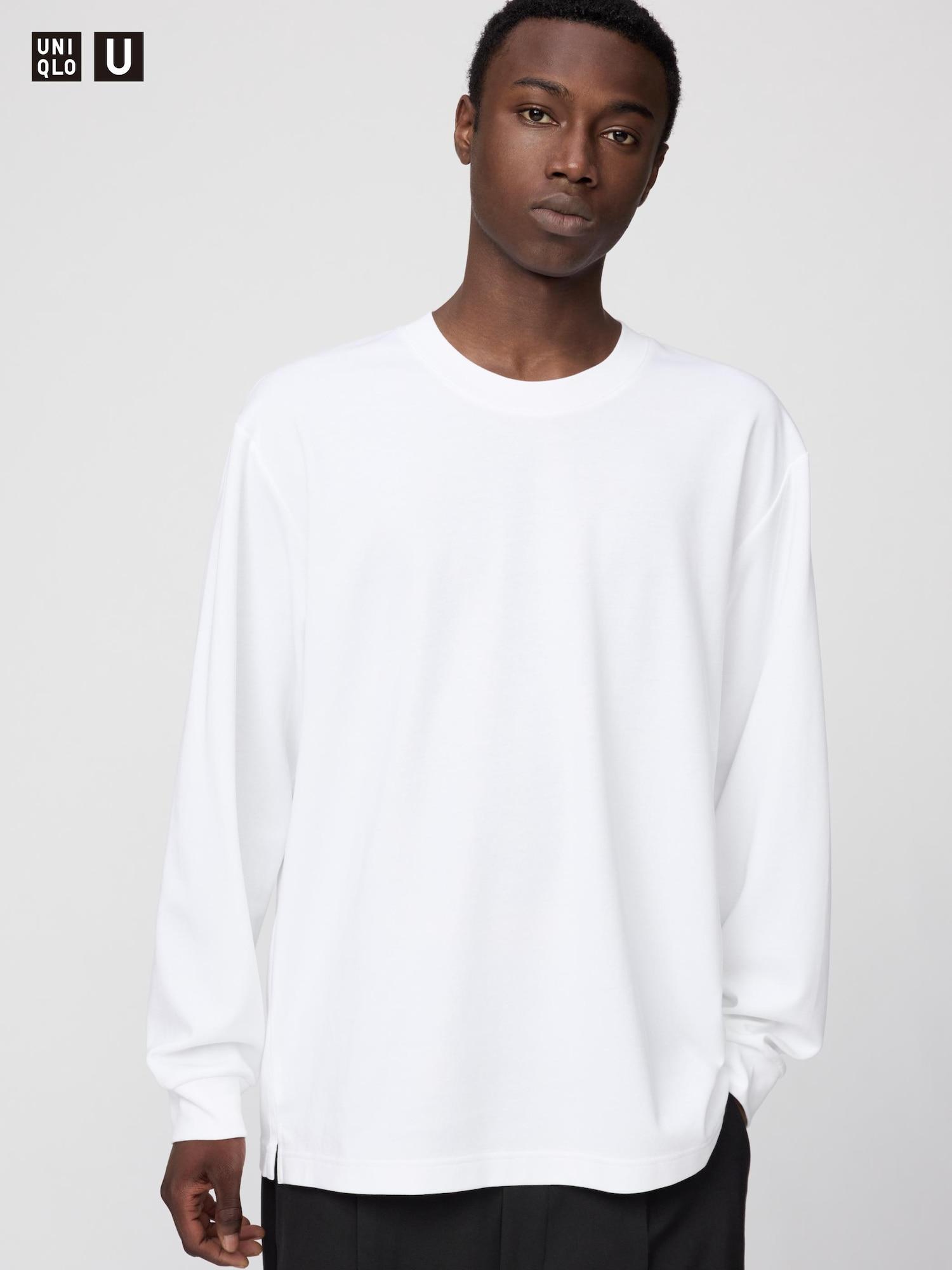 

Uniqlo Japan Air RhyThm CoTTon Crewneck T с длинным рукавом 00 WHITE/XL