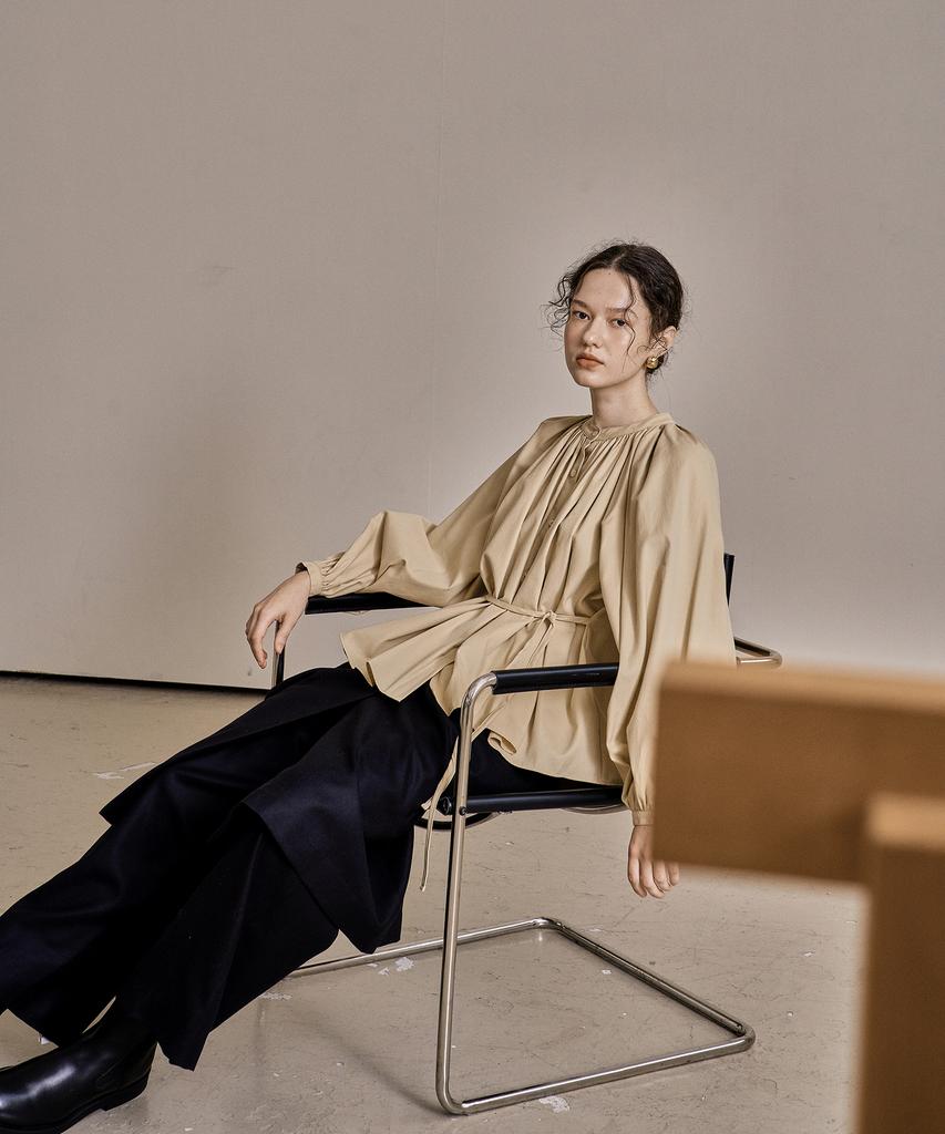 Kkeulle Wool Twill Setup Skirt_Navy