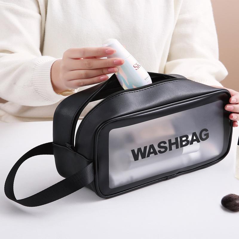 Female Toiletry Bag Portable Cosmetic Waterproof Bag Large Capacity Dust Proof Make Up Storage Handbags PVC Fashion Transparent Travel Bags