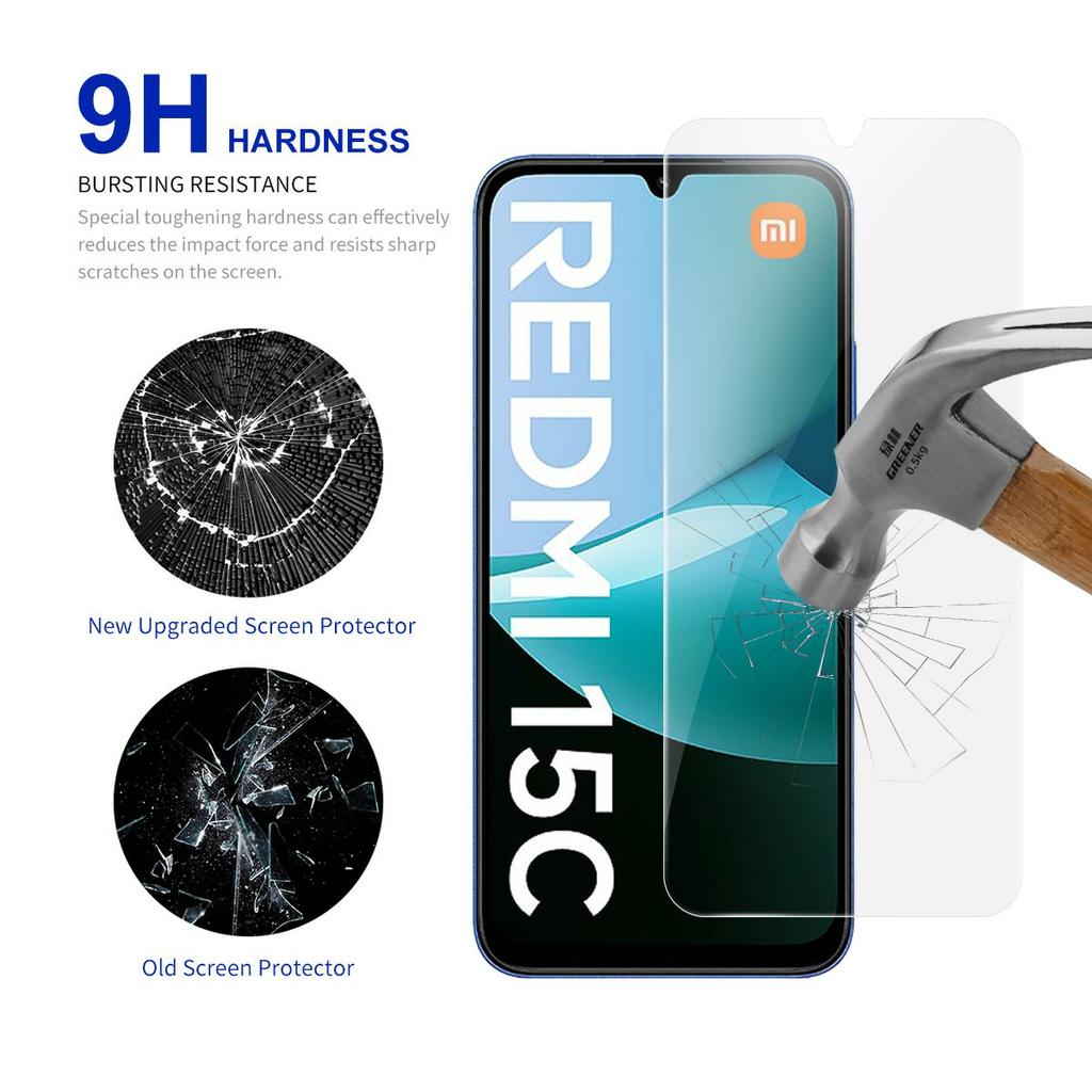 RURIHAI Für Xiaomi Redmi 15C 4G (EU) (173 mm)/15C 5G (EU) (173 mm) Displayschutzfolie 0,26 mm 2,5D Hohe Aluminium-Silizium-Glasfolie