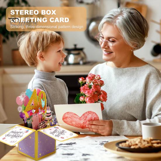 Beautiful Eye-catching Lightweight Wishes Greeting Card Three-dimensional Box Birthday Greeting Card Home Supply
