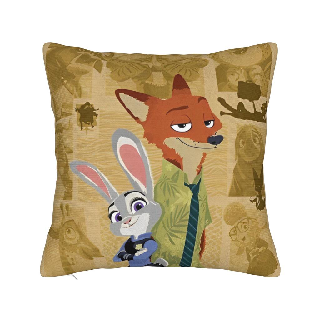 Zootopia 2 Animated Film Square Pillow Cases Buddy Cop Comedy Cushion Covers Creative Zipper Decor Pillowcase for Sofa 45*45cm