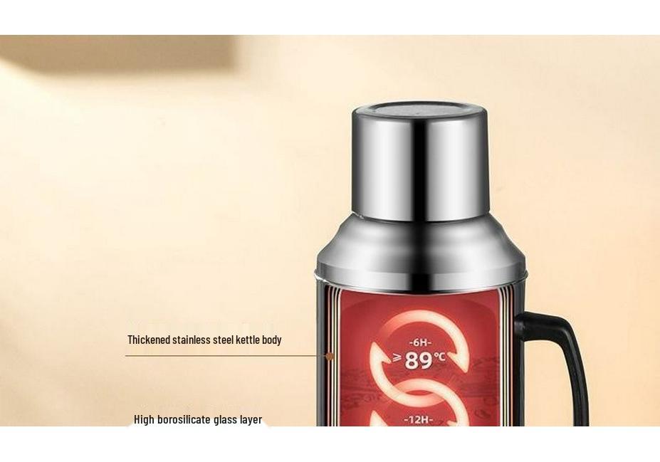 Large Capacity Stainless Steel Thermos Flask with Double Layer Insulation and Glass Liner