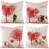 Home Decoration Pillow Cover Valentine's Day Red Love Heart Cushion Cover Linen 45x45cm Pillowcase Printed Throw Pillow Cover