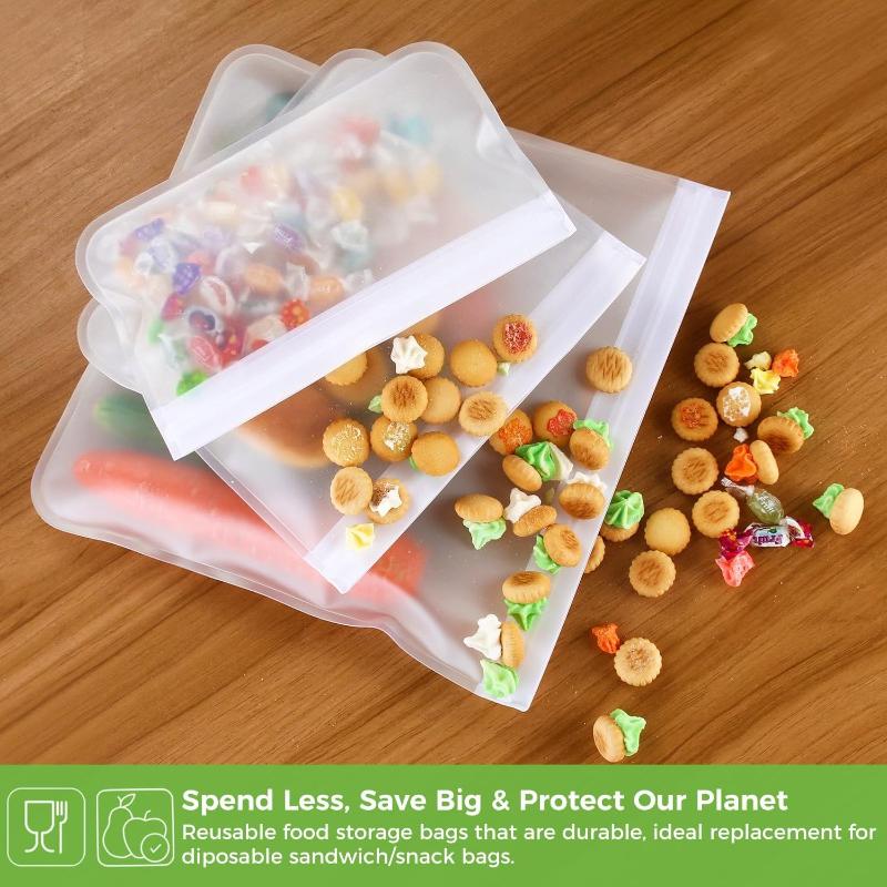 Silicone Food Storage Bag Reusable Stand Up Zip Shut Bag Sealed Leakproof Containers Fresh Bag Food Storage Bag Fresh Wrap(S/M/L/XL)