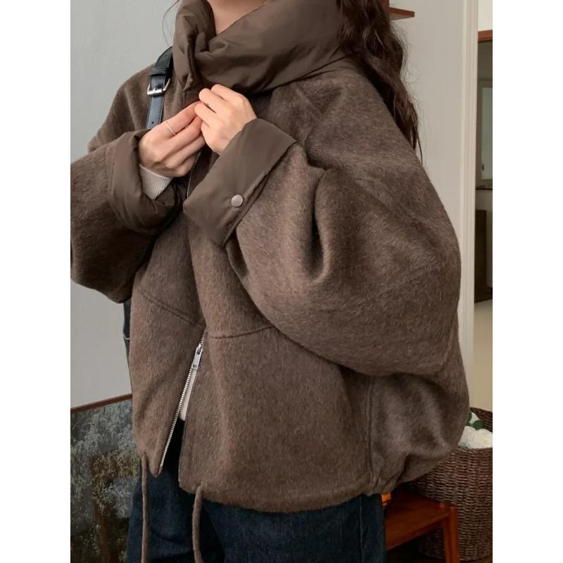 Abrigo de Invierno Holgado de Ocio Color Sólido para Mujer Chaqueta Trench Moda Femenina Elegante Casual Ropa para Mujer