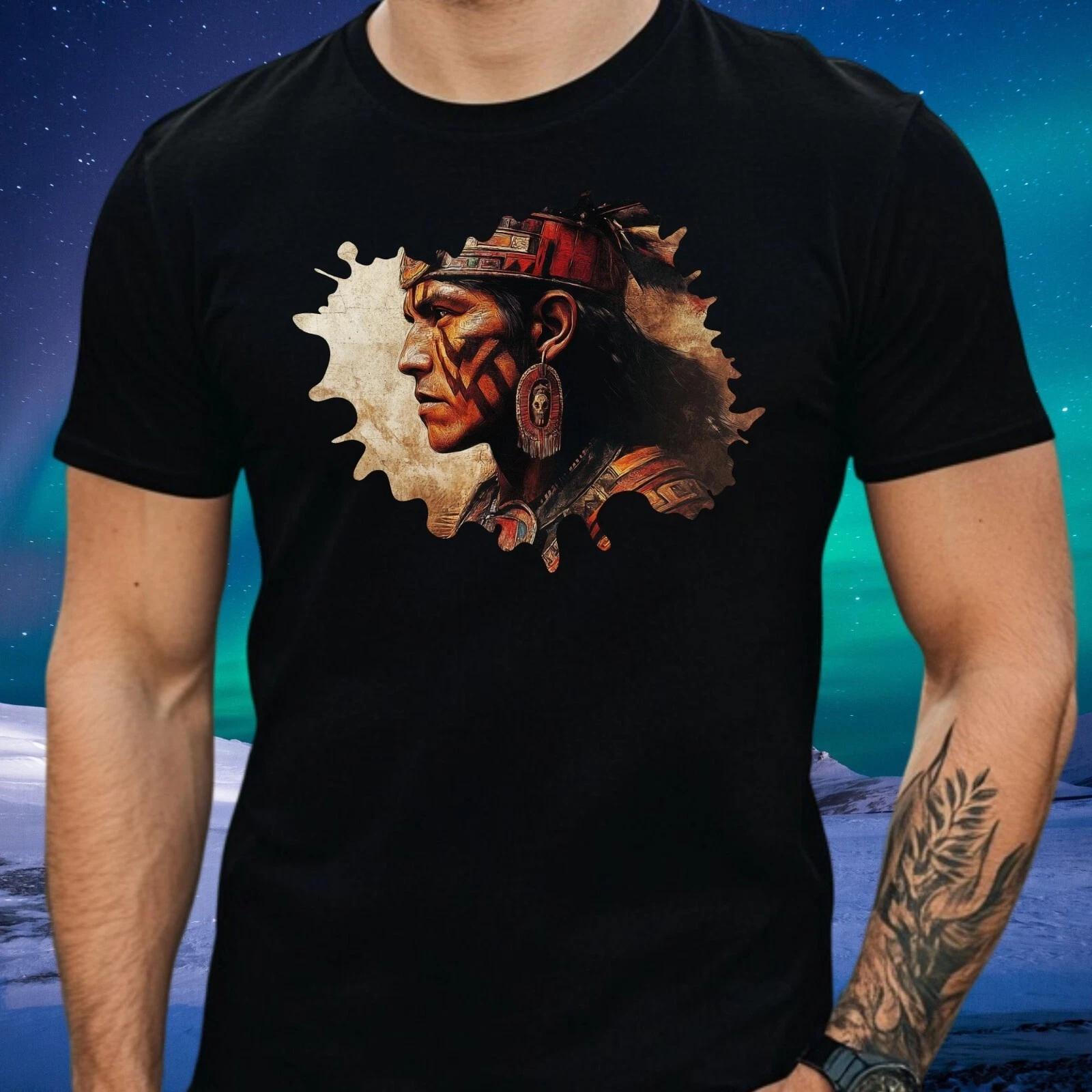 T-Shirt Herren Aztekischer Krieger Motiv Baumwolle Größe S bis 5XL M